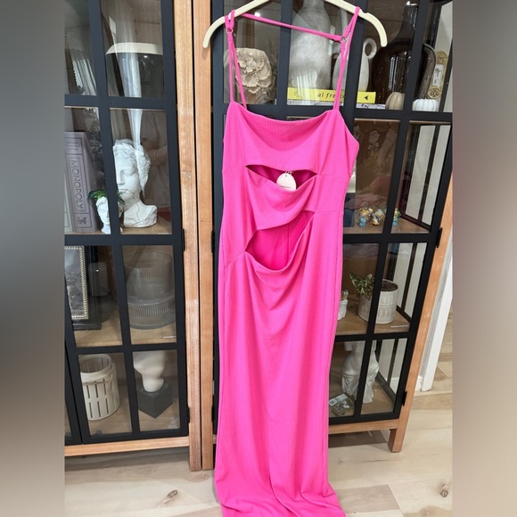 Camila Coelho Knit Cutout Detail Strappy Hayley Maxi Dress barbie pink bodycon - Picture 6 of 8